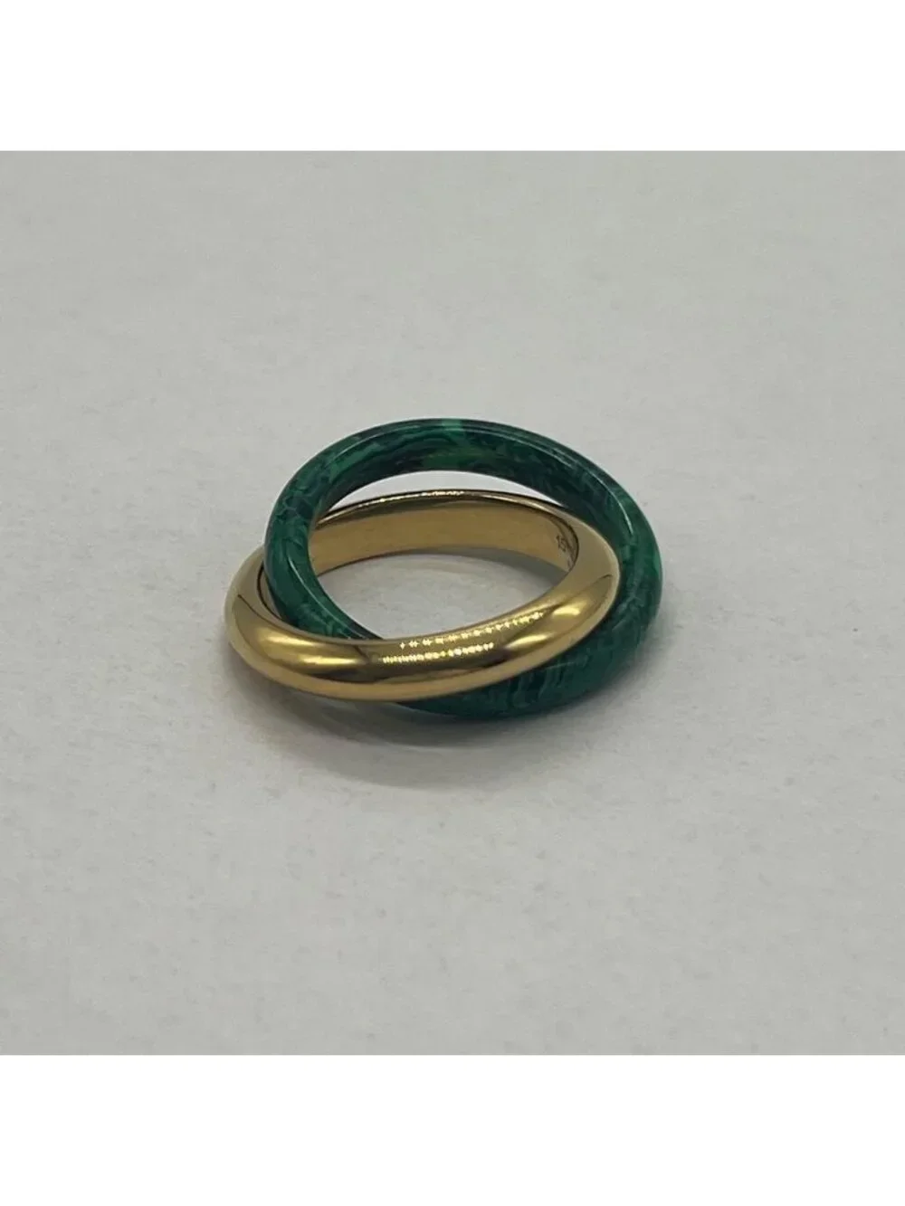 Bottega Veneta Interlocking Double Ring Malachite